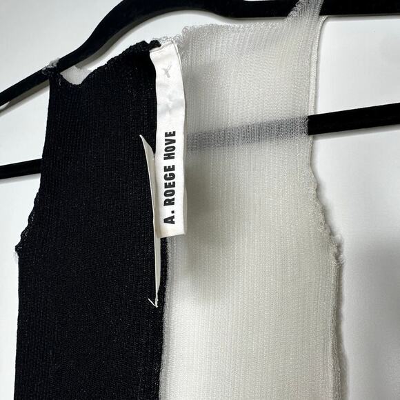 NWT A. Roege Hove Sofia Sheer Ribbed Top Women's Black White Size XS X-Small - Picture 6 of 6